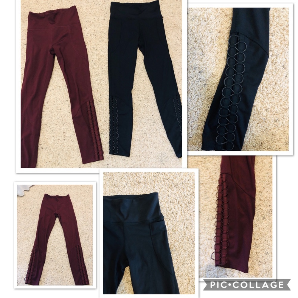 JOY LAB XS  leggings 2 pair BLACK AND BURGUNDY NEW
